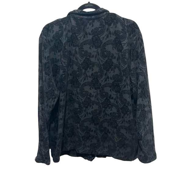 CP shades black Sausalito button down shirt jacket floral velvet textured large - Picture 2 of 8